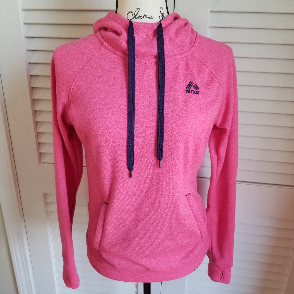 RBX Pink Hoodie Sweatshirt with Navy Drawstrings